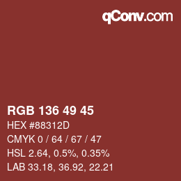 Color code: RGB 136 49 45 | qconv.com