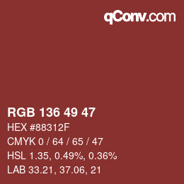 Color code: RGB 136 49 47 | qconv.com