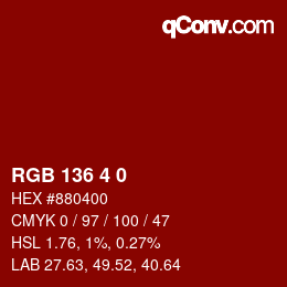 Color code: RGB 136 4 0 | qconv.com