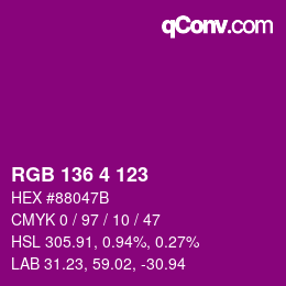 Color code: RGB 136 4 123 | qconv.com