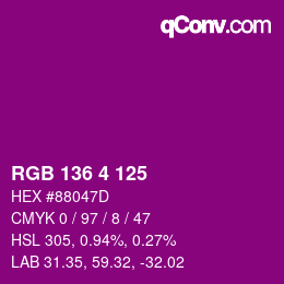 Color code: RGB 136 4 125 | qconv.com