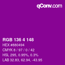 Color code: RGB 136 4 148 | qconv.com