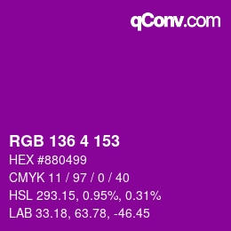 Color code: RGB 136 4 153 | qconv.com