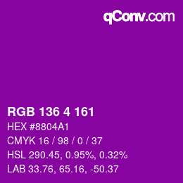 Color code: RGB 136 4 161 | qconv.com