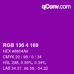 Color code: RGB 136 4 169 | qconv.com