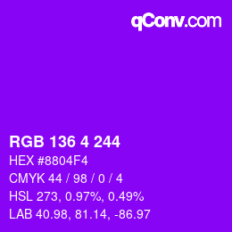 Color code: RGB 136 4 244 | qconv.com