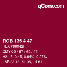Color code: RGB 136 4 47 | qconv.com