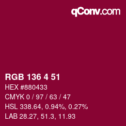 Color code: RGB 136 4 51 | qconv.com