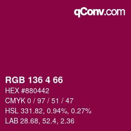 Color code: RGB 136 4 66 | qconv.com