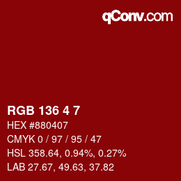 カラーコード: RGB 136 4 7 | qconv.com