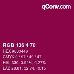 Color code: RGB 136 4 70 | qconv.com