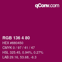 Color code: RGB 136 4 80 | qconv.com