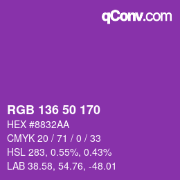 Color code: RGB 136 50 170 | qconv.com