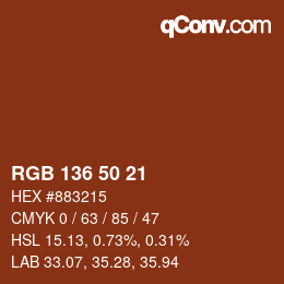 Color code: RGB 136 50 21 | qconv.com