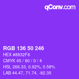 Color code: RGB 136 50 246 | qconv.com