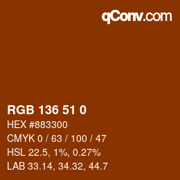 Color code: RGB 136 51 0 | qconv.com