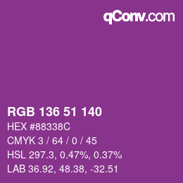 Farbcode: RGB 136 51 140 | qconv.com