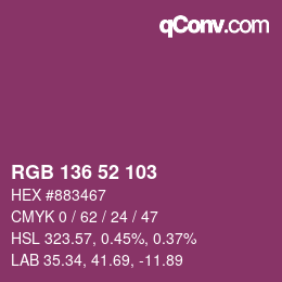 Color code: RGB 136 52 103 | qconv.com