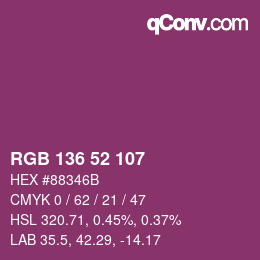 Color code: RGB 136 52 107 | qconv.com