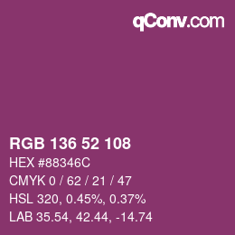 Color code: RGB 136 52 108 | qconv.com