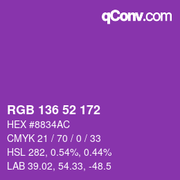 Color code: RGB 136 52 172 | qconv.com