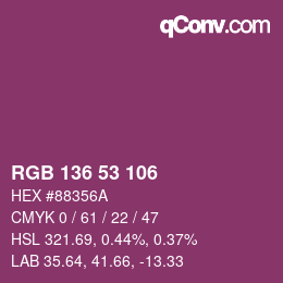 Color code: RGB 136 53 106 | qconv.com