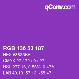 Color code: RGB 136 53 187 | qconv.com