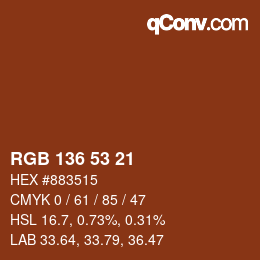 Color code: RGB 136 53 21 | qconv.com