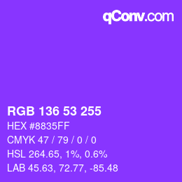 Color code: RGB 136 53 255 | qconv.com