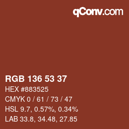 Color code: RGB 136 53 37 | qconv.com