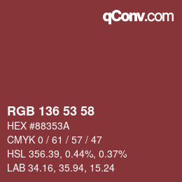 Color code: RGB 136 53 58 | qconv.com