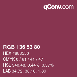Color code: RGB 136 53 80 | qconv.com