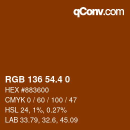 カラーコード: RGB 136 54.4 0 | qconv.com