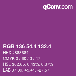 カラーコード: RGB 136 54.4 132.4 | qconv.com