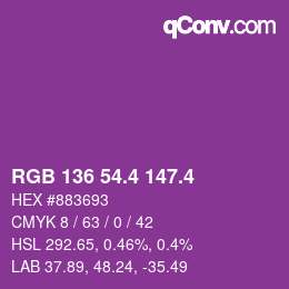カラーコード: RGB 136 54.4 147.4 | qconv.com