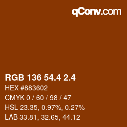 カラーコード: RGB 136 54.4 2.4 | qconv.com