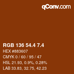 カラーコード: RGB 136 54.4 7.4 | qconv.com