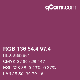 カラーコード: RGB 136 54.4 97.4 | qconv.com