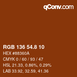 カラーコード: RGB 136 54.8 10 | qconv.com
