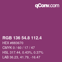 カラーコード: RGB 136 54.8 112.4 | qconv.com