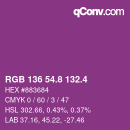 カラーコード: RGB 136 54.8 132.4 | qconv.com