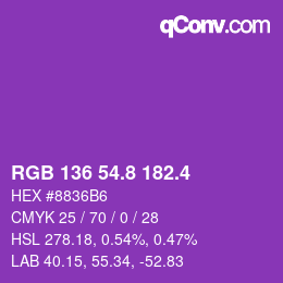 カラーコード: RGB 136 54.8 182.4 | qconv.com
