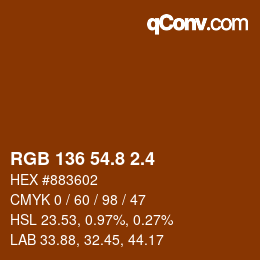 カラーコード: RGB 136 54.8 2.4 | qconv.com
