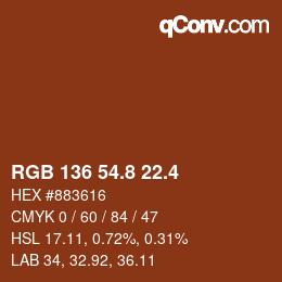 カラーコード: RGB 136 54.8 22.4 | qconv.com