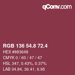 カラーコード: RGB 136 54.8 72.4 | qconv.com