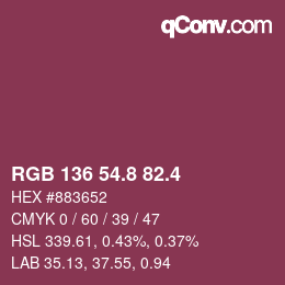 カラーコード: RGB 136 54.8 82.4 | qconv.com