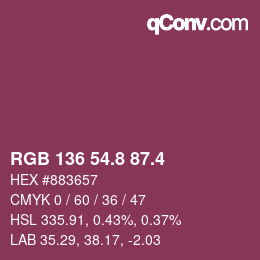 カラーコード: RGB 136 54.8 87.4 | qconv.com