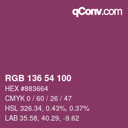 Color code: RGB 136 54 100 | qconv.com