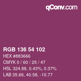 Color code: RGB 136 54 102 | qconv.com