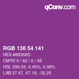 Color code: RGB 136 54 141 | qconv.com